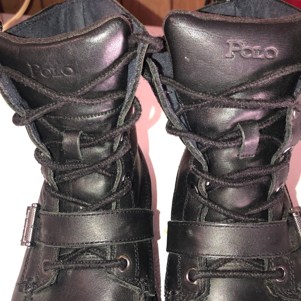Polo Ralph Lauren Ranger Combat Black Lace Up Buckle Boots Size 5.5 - Picture 6 of 9